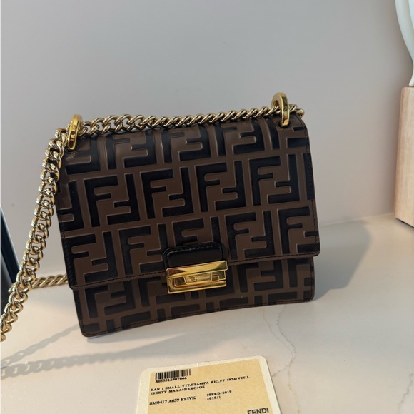 Fendi Handbags - Fendi Bag- Kan U Shoulder Bag Zucca Embossed Leather Small